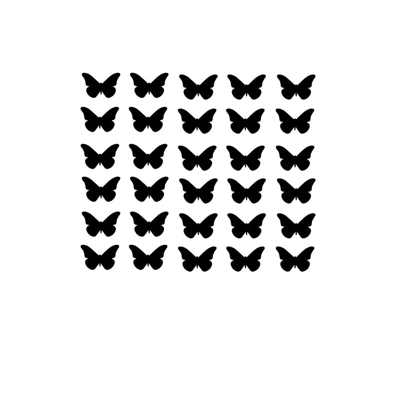 Set of 30 Butterflies Vinyl Wall Art Decals - 5" x 5" - Bedroom Vinyl Wall Decor Stickers - Apartment Vinyl Decal Decor - Kids Room Butterfly Pattern Vinyl Wall Art (5" x 5"; Black) 3