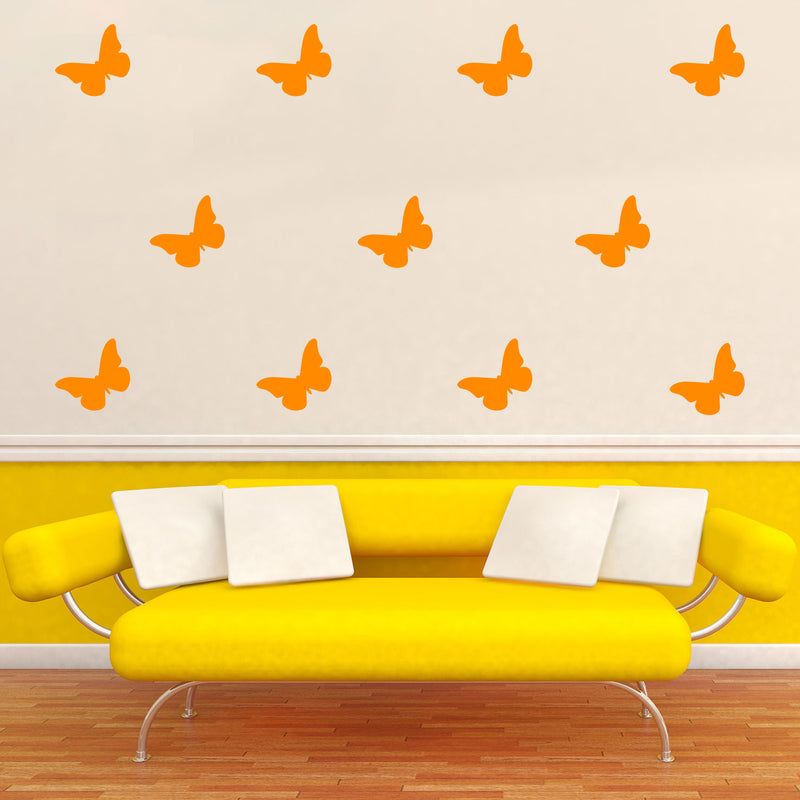 Set of 30 Butterflies Vinyl Wall Art Decals - 5" x 5" - Bedroom Vinyl Wall Decor Stickers - Apartment Vinyl Decal Decor - Kids Room Butterfly Pattern Vinyl Wall Art (5" x 5"; Orange) 1