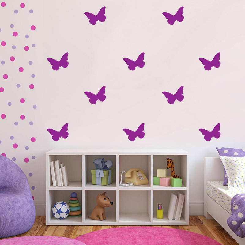 Set of 30 Butterflies Vinyl Wall Art Decals - 5" x 5" - Bedroom Vinyl Wall Decor Stickers - Apartment Vinyl Decal Decor - Kids Room Butterfly Pattern Vinyl Wall Art (5" x 5"; Purple) 1