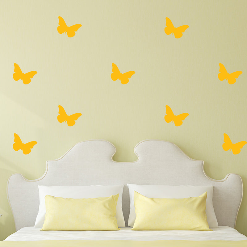 Set of 30 Butterflies Vinyl Wall Art Decals - 5" x 5" - Bedroom Vinyl Wall Decor Stickers - Apartment Vinyl Decal Decor - Kids Room Butterfly Pattern Vinyl Wall Art (5" x 5"; Yellow) 2