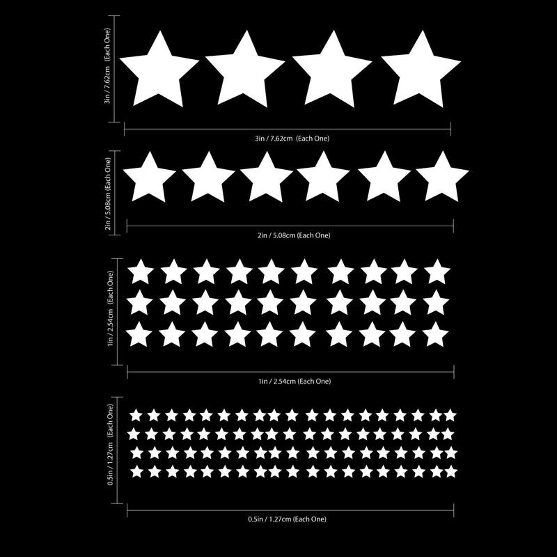 Pack of 116 Stars Vinyl Wall Art Decals - .5" x 3" - Bedroom Vinyl Wall Decor Stickers - Apartment Vinyl Decal Wall Decor - Kids Room Vinyl Wall Decals - Star Pattern Vinyl Wall Art 4