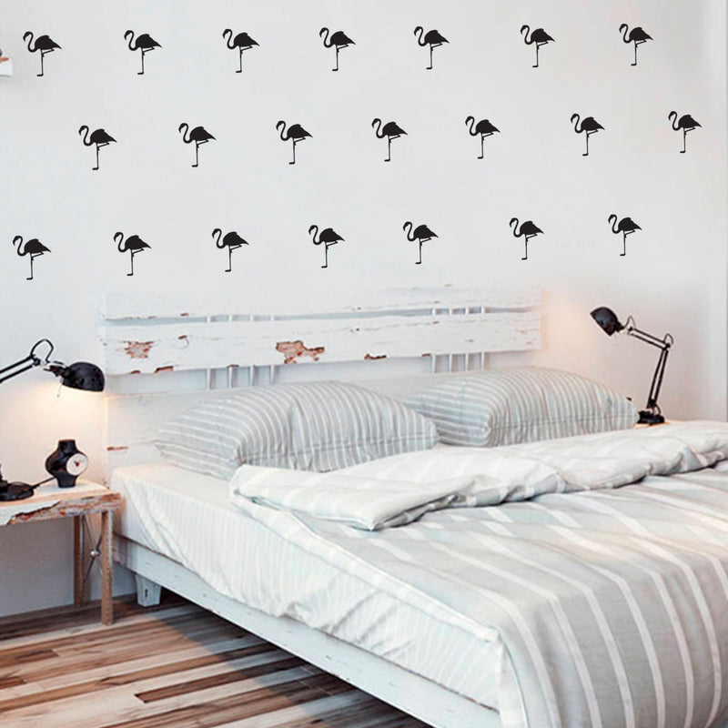 Set of 20 Flamingo Vinyl Wall Art Decor - 5" x 5" - Bedroom Living Room Removable Wall Decor Stickers - Flamingo Pattern Home Decor Sticker Decals 2