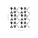 Set of 36 Tribal Wall Decals - 1.5" x 1.5" - Bedroom Wall Art Vinyl Stickers - Apartment Vinyl Decal - Kids Room Vinyl Wall Stickers - Cactus and Arrows Wall Pattern Decals 3