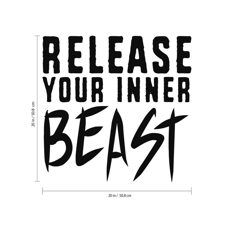 Release Your Inner Beast - Inspirational Gym Quotes Wall Art Vinyl Decal - 20" x 20" Workout Wall Decals - Gym Wall Decal Stickers - Fitness Vinyl Sticker - Motivational Gym Vinyl Decals 1