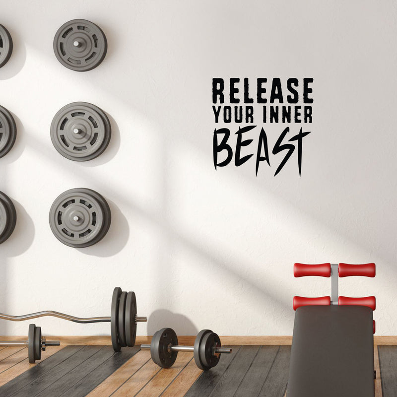 Release Your Inner Beast - Inspirational Gym Quotes Wall Art Vinyl Decal - 20" x 20" Workout Wall Decals - Gym Wall Decal Stickers - Fitness Vinyl Sticker - Motivational Gym Vinyl Decals 2