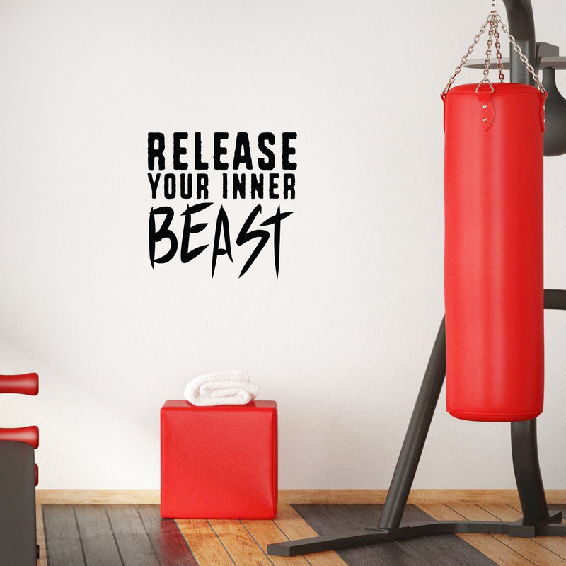 Release Your Inner Beast - Inspirational Gym Quotes Wall Art Vinyl Decal - 20" x 20" Workout Wall Decals - Gym Wall Decal Stickers - Fitness Vinyl Sticker - Motivational Gym Vinyl Decals 4