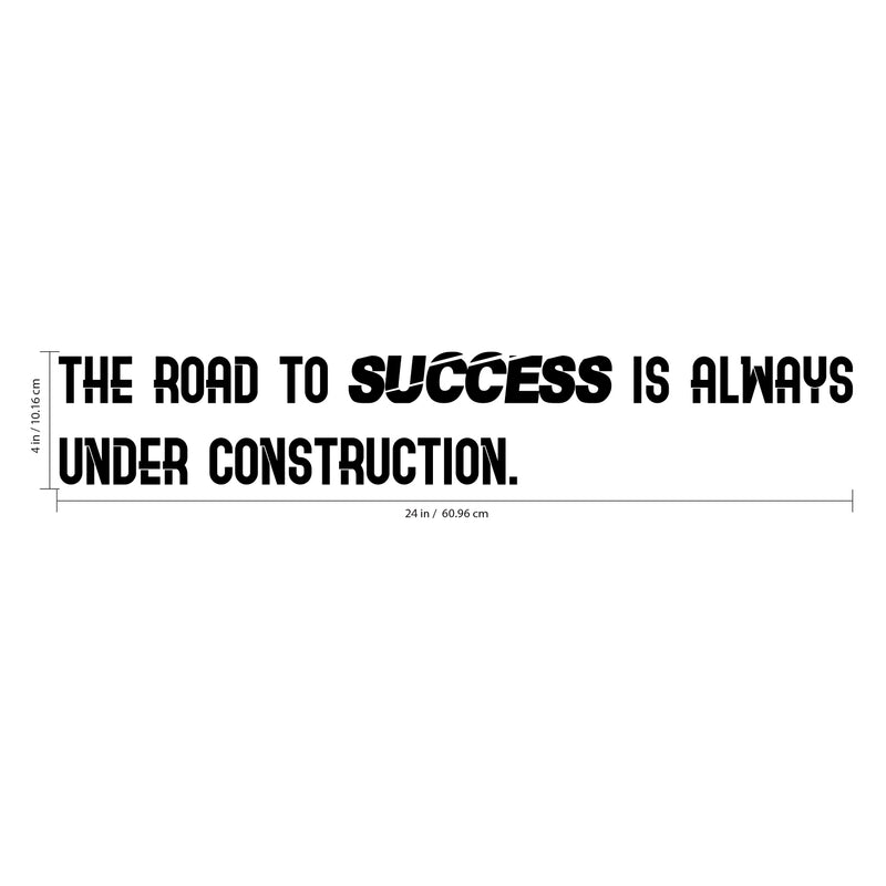 The Road To Success Is Always Under Construction - Inspirational Gym Quotes Wall Art Decal - orkout Wall Decals - Gym Wall Decal Stickers - Fitness Vinyl Sticker - Motivational Wall Decals 4