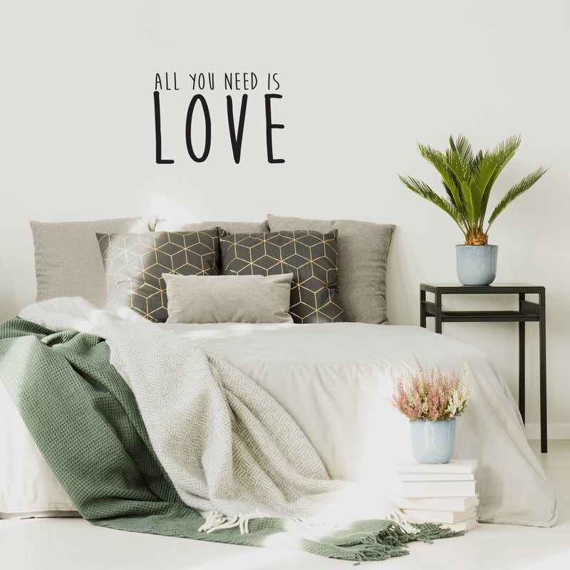 Husband and Wife Bedroom Vinyl Wall Art Decal - All You Need is Love - 16" x 23" - Home Decor Love Quote Sayings Words Removable Wall Decal Stickers Bedroom Decoration Couple Sign (16" x 23"; Black) 2