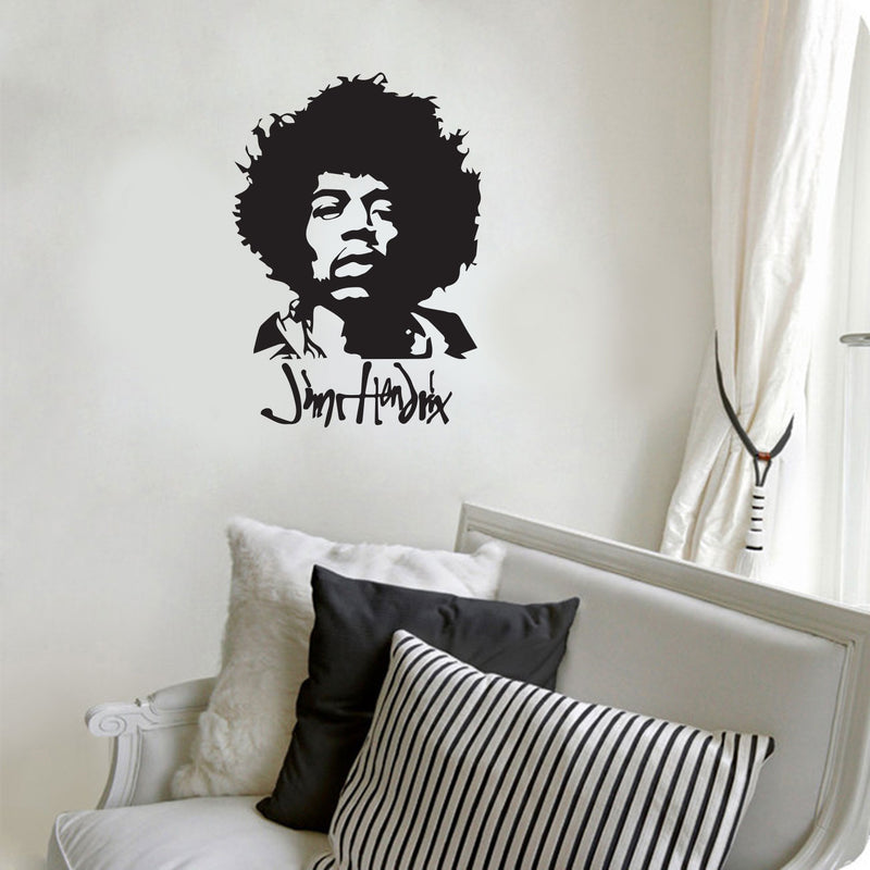 Jimi Hendrix Decal Sticker - Wall Art Decal 14" x 20" Window Decoration Vinyl Sticker Lettering/International Artist - Music Wall Decor Decals 1