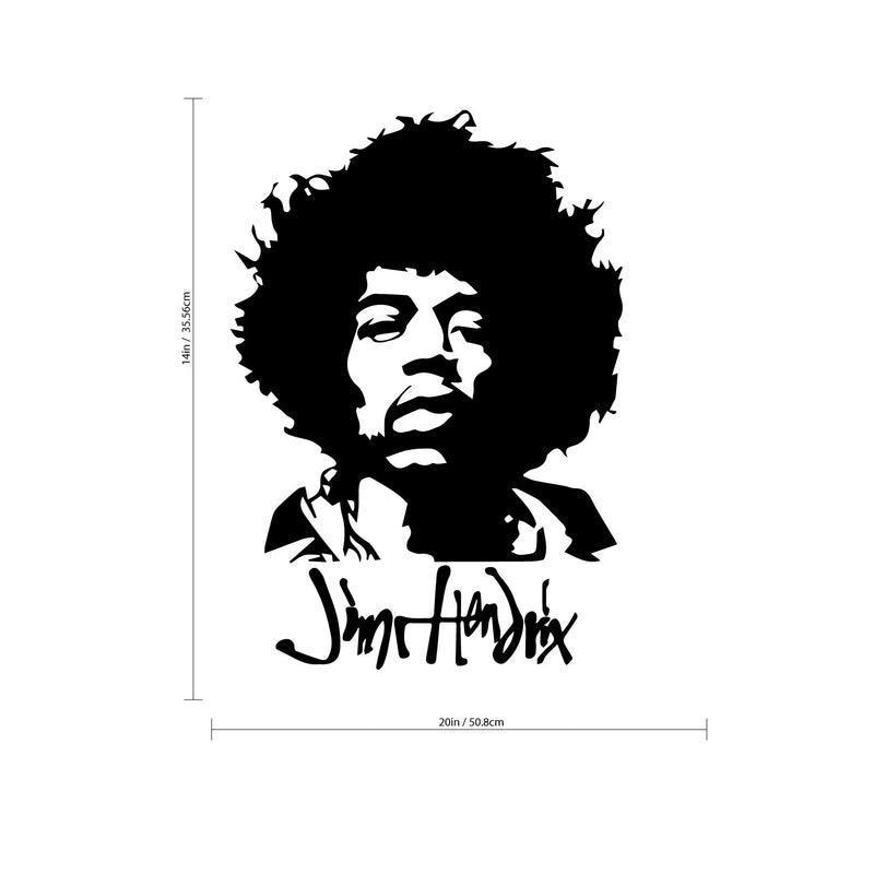 Jimi Hendrix Decal Sticker - Wall Art Decal 14" x 20" Window Decoration Vinyl Sticker Lettering/International Artist - Music Wall Decor Decals 3