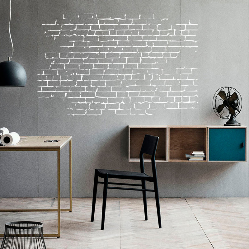 Bricks Pattern - Wall Art Decal - 23" x 36" Decoration Vinyl Sticker - Living Room Wall Decor - Brick Mural Wall Decal - Cool Art Decoration Shape Design - Black (Black) 2