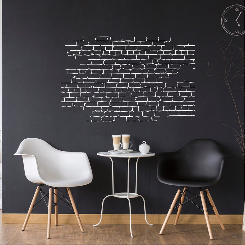 Pulse Vinyl Bricks Pattern - Wall Art Decal - Decoration Vinyl Sticker - Living Room Wall Decor - Brick Mural Wall Decal - Cool Art Decoration Shape Design - Black (White) 5