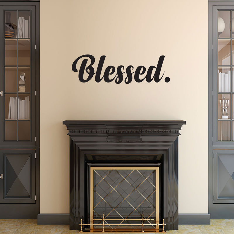 Blessed Cursive Vinyl Lettering - Inspirational Religious Quotes Wall Art Vinyl Decal - 7" x 23" - Living Room Motivational Wall Art Decal - Life Quotes Vinyl Sticker Wall Decor 2