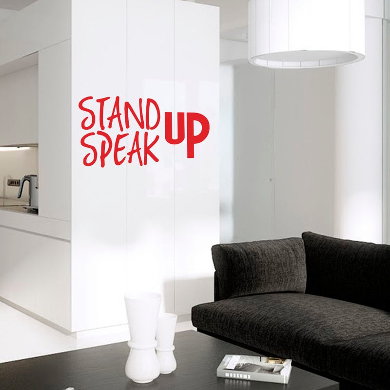 Stand UP Speak UP - Inspirational Quotes Wall Art Vinyl Decal - 15" X 28" Decoration Vinyl Sticker - Motivational Wall Art Decal - Bedroom Wall Art Decals - Trendy Vinyl Wall Art (Red) 2