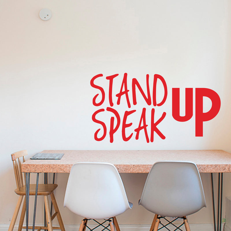 Stand UP Speak UP - Inspirational Quotes Wall Art Vinyl Decal - 15" X 28" Decoration Vinyl Sticker - Motivational Wall Art Decal - Bedroom Wall Art Decals - Trendy Vinyl Wall Art (Red) 3