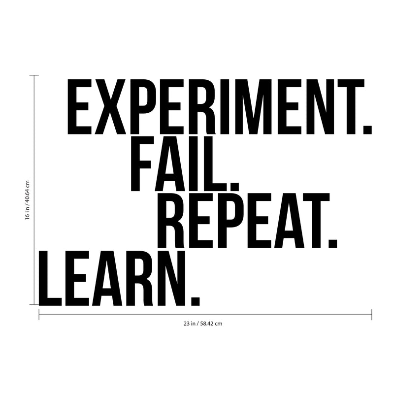 Vinyl Wall Art Decal - Experiment Fail Repeat Learn Motivational Quote - 16" x 23" - Home Work Office Wall Decor - Inspirational Sayings Words - Removable Sticker Decals 3