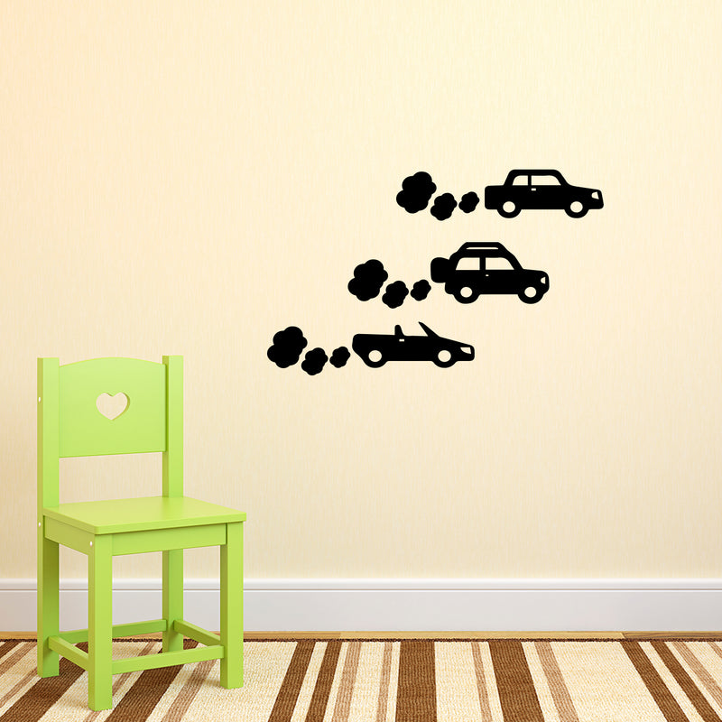 Set of 3 Cars Vinyl Wall Art Stickers - 3" x14" Boys Room Wall Decor- Cute Vinyl Sticker Decals - Nursery Room Car Decorations- Cute Wall Art Decals for Childrens Room - Wall Art for Toddlers Bedroom 2