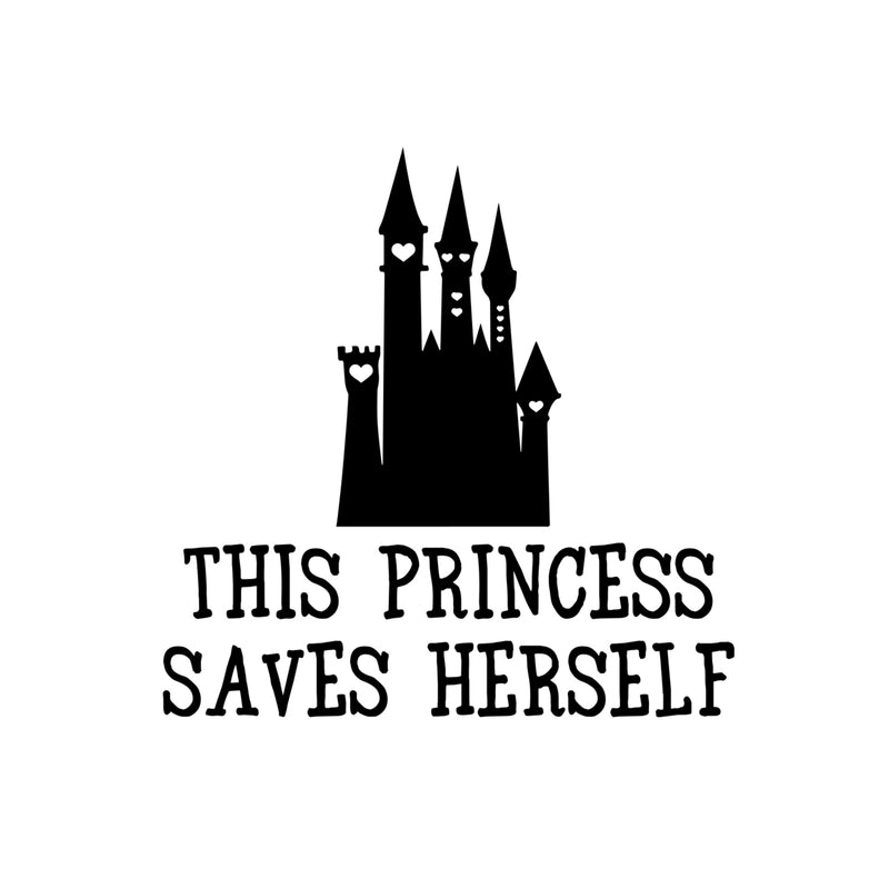 This Princess Saves Herself - Vinyl Wall Art Stickers - 20" x 20" - Girls Bedroom Vinyl Wall Decals - Cute Wall Art Decals for Girls - Little Girls Princess Castle Wall Art Decor 4