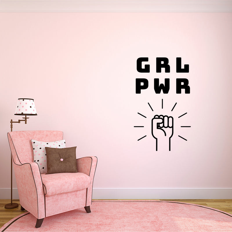 GRL PWR Girl Power - Inspirational Quotes Vinyl Wall Art Stickers - Bedroom Vinyl Wall Decals - Women's Motivation Quote Wall Art 3