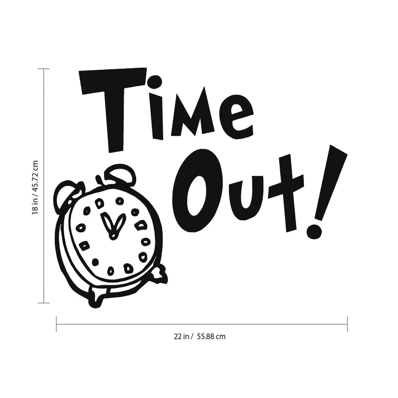 Vinyl Wall Art Decal - TIME Out Analog Clock - 18" x 22" - Boys Girls Nursery Room Unisex Childrens Toddlers Bedroom Home Decor Sayings Wall Art - Removable Sticker Decals 1