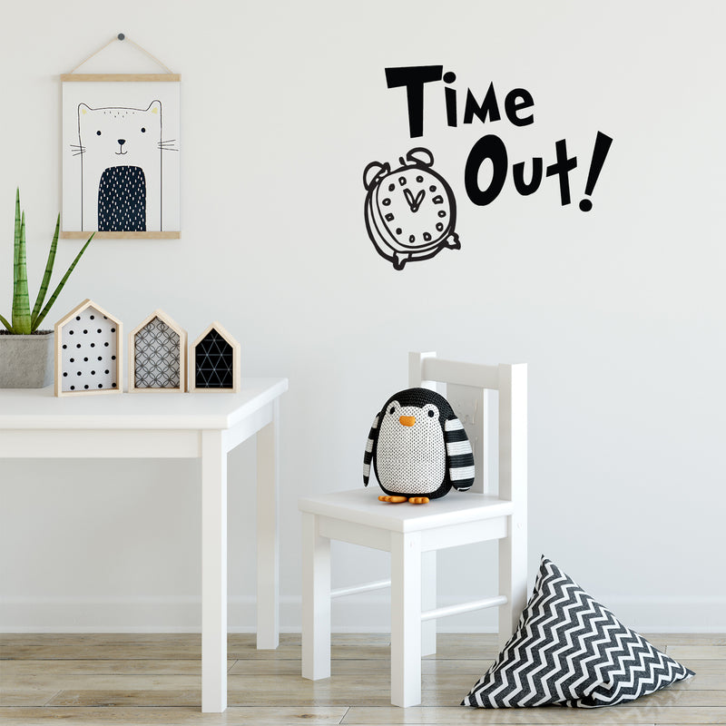 Vinyl Wall Art Decal - TIME Out Analog Clock - 18" x 22" - Boys Girls Nursery Room Unisex Childrens Toddlers Bedroom Home Decor Sayings Wall Art - Removable Sticker Decals 2