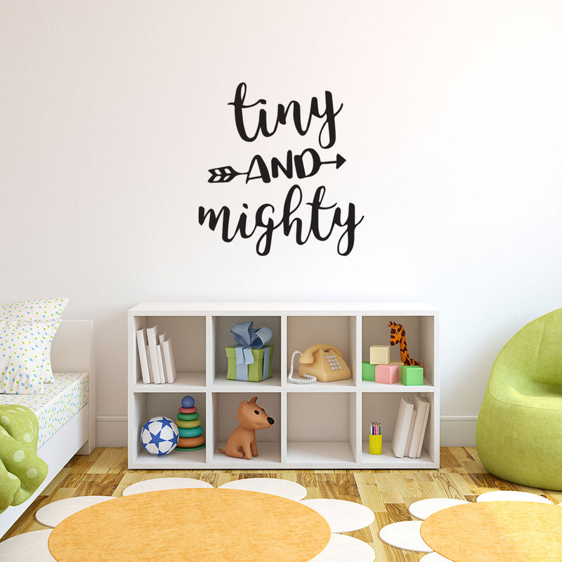 TINY AND MIGHTY - Baby Nursery Room Vinyl Wall Art Stickers - Kids Bedroom Vinyl Wall Decor - Cute Wall Art Decals for Boys and Girls Room - Wall Art For Toddlers Bedroom 3