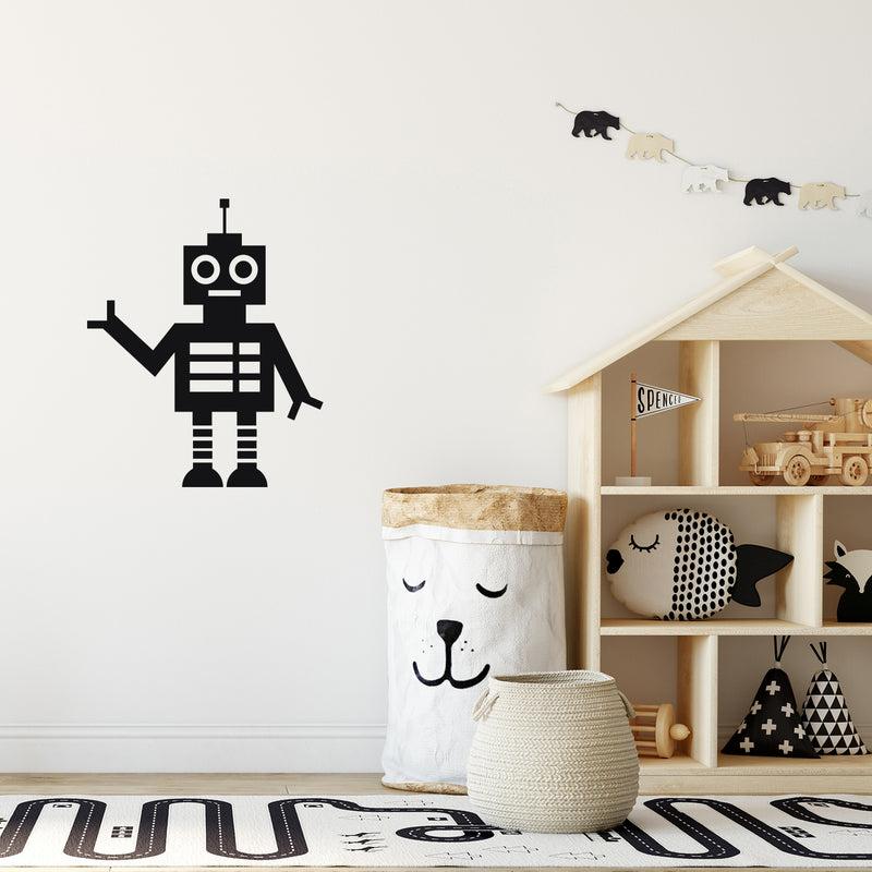 SPACE ROBOT- Vinyl Wall Art Sticker Decals - 28" x 23" - Wall Decor Little Boys Bedroom - Kids Robot Vinyl Sticker Decor - Wall Decal for Baby Nursery - Wall Art For Toddlers Bedroom 1