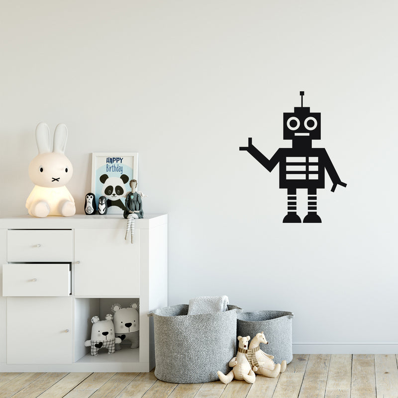 SPACE ROBOT- Vinyl Wall Art Sticker Decals - 28" x 23" - Wall Decor Little Boys Bedroom - Kids Robot Vinyl Sticker Decor - Wall Decal for Baby Nursery - Wall Art For Toddlers Bedroom 5