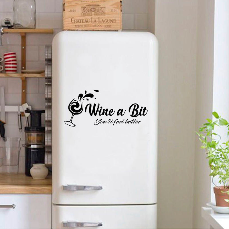 Wine a Bit You’ll Feel Better Lettering - Inspirational Quote Vinyl Wall Art Decal - 10" x 23" Decoration Vinyl Sticker - Living Room Wall Decal Stickers - Winery Vinyl Die Cut Decor Art Quotes 3