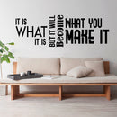 It Is What It Is But It Will Become What You Make It Motivational Quote - Modern Wall Art Decal - 16" x 47" - Decoration Vinyl Sticker - Life Quote Vinyl Decal - Gym Fitness Wall Vinyl Sticker 1