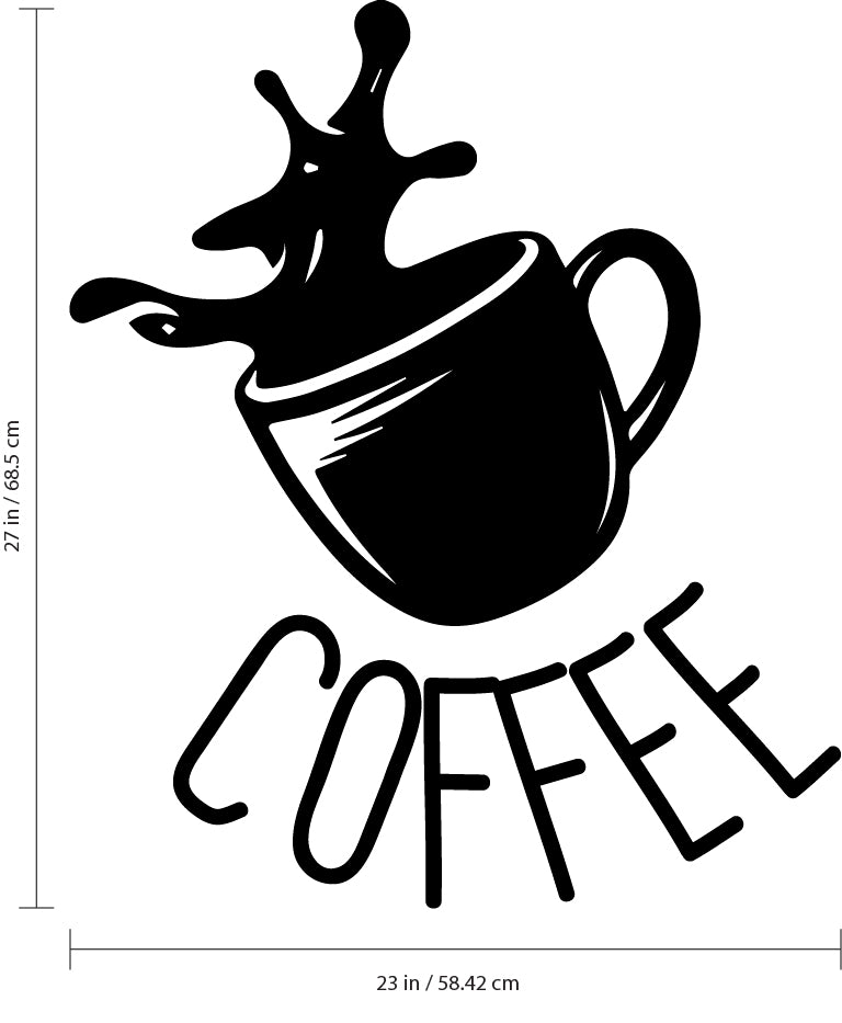 Coffee Cup Sign - Wall Art Decal 27" x 23" - Cafe Wall Decor - Peel Off Vinyl Stickers for Walls - Cute Vinyl Decal Decor - Coffee Lovers Gift - Coffee Wall Art Decoration - Kitchen Wall Decor (Black) 4