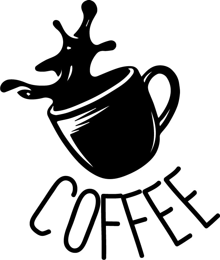 Coffee Cup Sign - Wall Art Decal 27" x 23" - Cafe Wall Decor - Peel Off Vinyl Stickers for Walls - Cute Vinyl Decal Decor - Coffee Lovers Gift - Coffee Wall Art Decoration - Kitchen Wall Decor (Black) 1