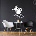 Coffee Cup Sign - Wall Art Decal 27" x 23" - Cafe Wall Decor - Peel Off Vinyl Stickers for Walls - Cute Vinyl Decal Decor - Coffee Lovers Gift - Coffee Wall Art Decoration - Kitchen Wall Decor (White) 1