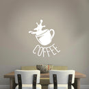 Coffee Cup Sign - Wall Art Decal 27" x 23" - Cafe Wall Decor - Peel Off Vinyl Stickers for Walls - Cute Vinyl Decal Decor - Coffee Lovers Gift - Coffee Wall Art Decoration - Kitchen Wall Decor (White) 2