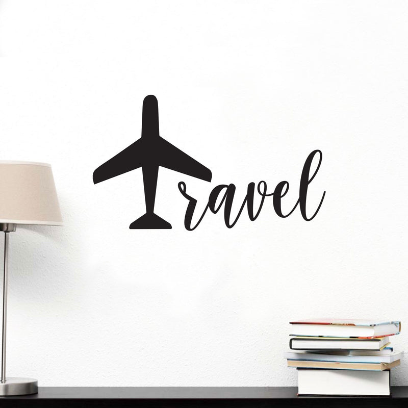 Travel Lettering - Inspirational Life Quotes - Wall Art Decal - 12" x 20" Decoration Vinyl Sticker - Bedroom Living Room Wall Decor - Apartment Wall Decoration - Airplane Peel Off Stickers 1