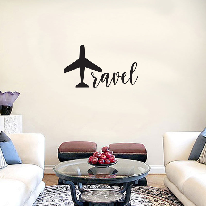 Travel Lettering - Inspirational Life Quotes - Wall Art Decal - 12" x 20" Decoration Vinyl Sticker - Bedroom Living Room Wall Decor - Apartment Wall Decoration - Airplane Peel Off Stickers 2