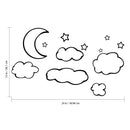 Clouds; Moon & Stars - Set 12 Vinyl Wall Art Decals - Bedroom Vinyl Wall Decor Stickers - Dorm Room Vinyl Decal Wall Decor - Kids Room Vinyl Wall Decals - Cloudy Sky Pattern Vinyl 4