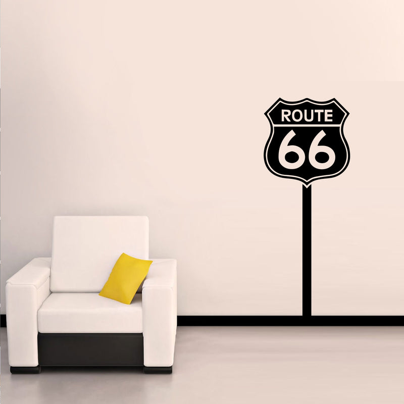 Route 66 Highway Sign - Wall Art Decal 60" x 36" Home Decoration Wall Art - Bedroom Living Room Wall Decor - Highway 66 Play Room Wall Decoration Sticker Vinyl Decals 2