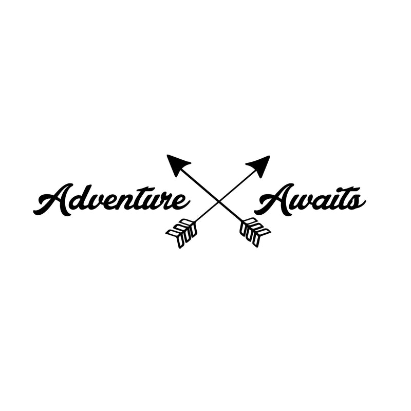 Adventure Awaits Lettering - Inspirational Life Quotes - Wall Art Decal - Decoration Vinyl Sticker - Apartment Bedroom Living Room Vacations Travel Peel Off Stickers (11" x 39"; White) 1