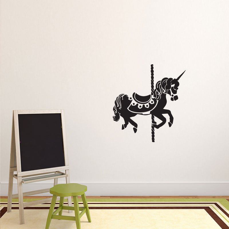 Unicorn Carousel - Vinyl Wall Art Stickers - 25" x 23" - Unisex Childrens Bedroom Decals - Baby Nursery Room Unicorn Wall Decor Art 2