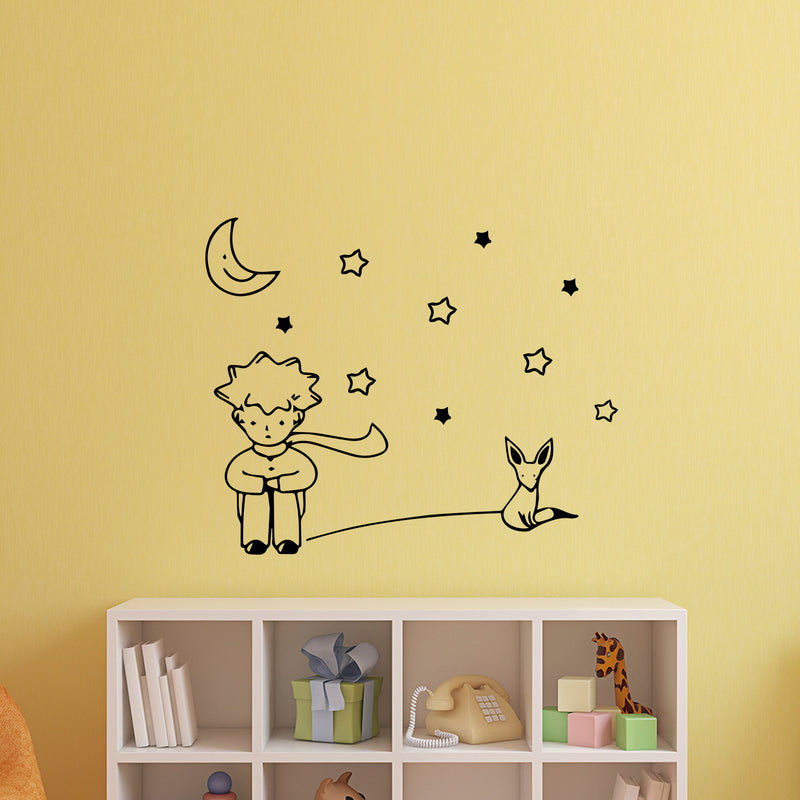 The Little Prince - El Principito - Vinyl Wall Art Stickers - 23" x 28" - Unisex Childrens Bedroom Decals - Preschool and Kindergarten Kids Vinyl Wall Art 1