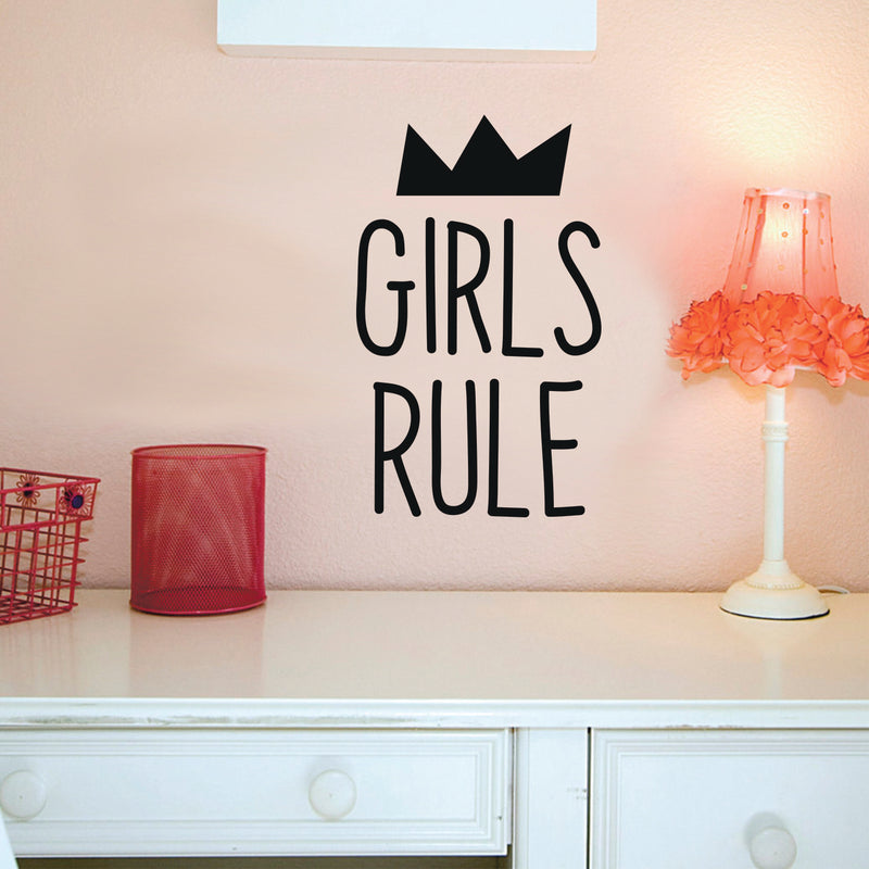 Cute Wall Decal for Girls Bedroom - Girls Rule - 28" x 17" - Vinyl Art Decals for Baby Nursery Room Wall Decor - Toddler Girl Bedroom Vinyl Stickers Decoration 2