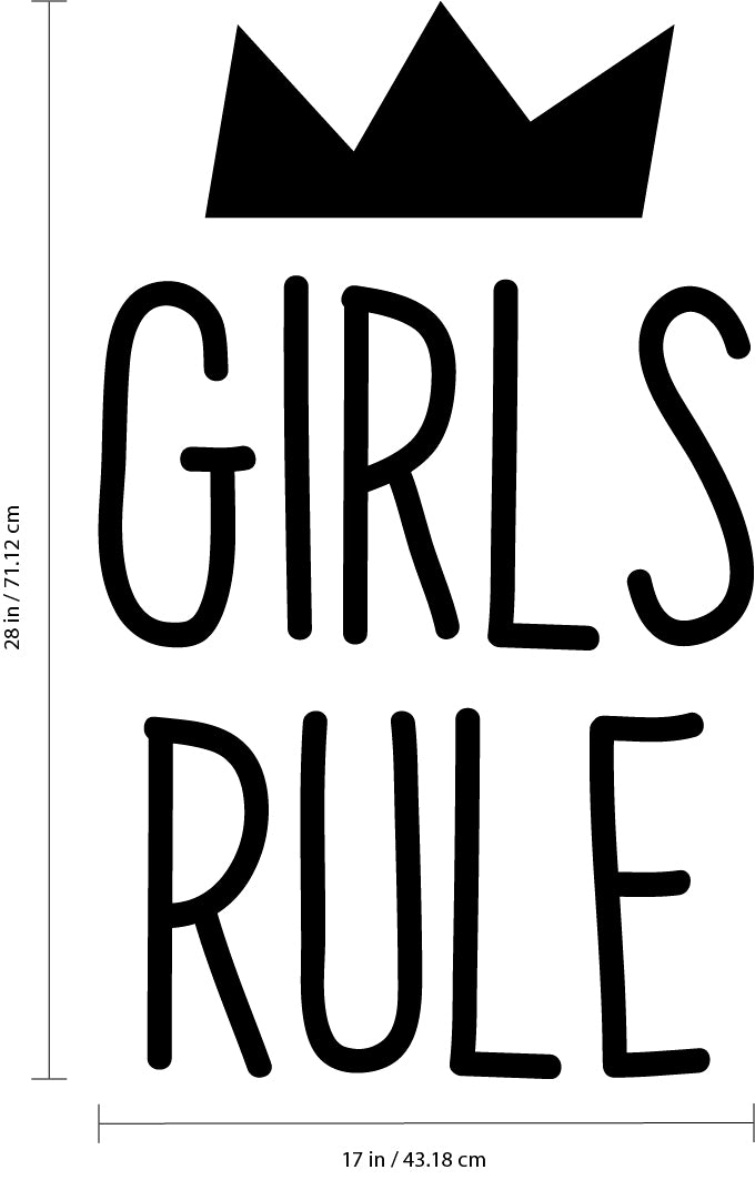 Cute Wall Decal for Girls Bedroom - Girls Rule - 28" x 17" - Vinyl Art Decals for Baby Nursery Room Wall Decor - Toddler Girl Bedroom Vinyl Stickers Decoration 3