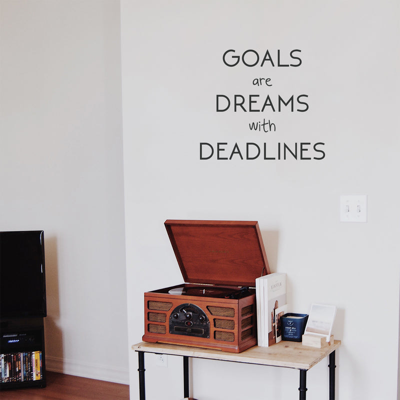 Motivational Positive Quote Wall Art Vinyl Decal - Goals are Dreams with Deadlines- 26" x 23" Inspirational Wall Art Decor- Business Office Positive Quote Sticker Decals 3