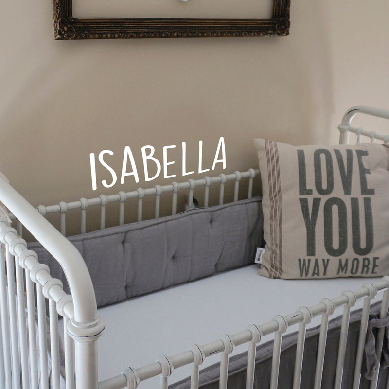 Vinyl Wall Art Decal Girls Custom Name - ’Isabella’ Custom Text Name - 12" x 34" - Girls Bedroom Vinyl Wall Decals - Cute Wall Art Decals for Baby Girl Nursery Room Decor (12" x 34"; Black Text) 2