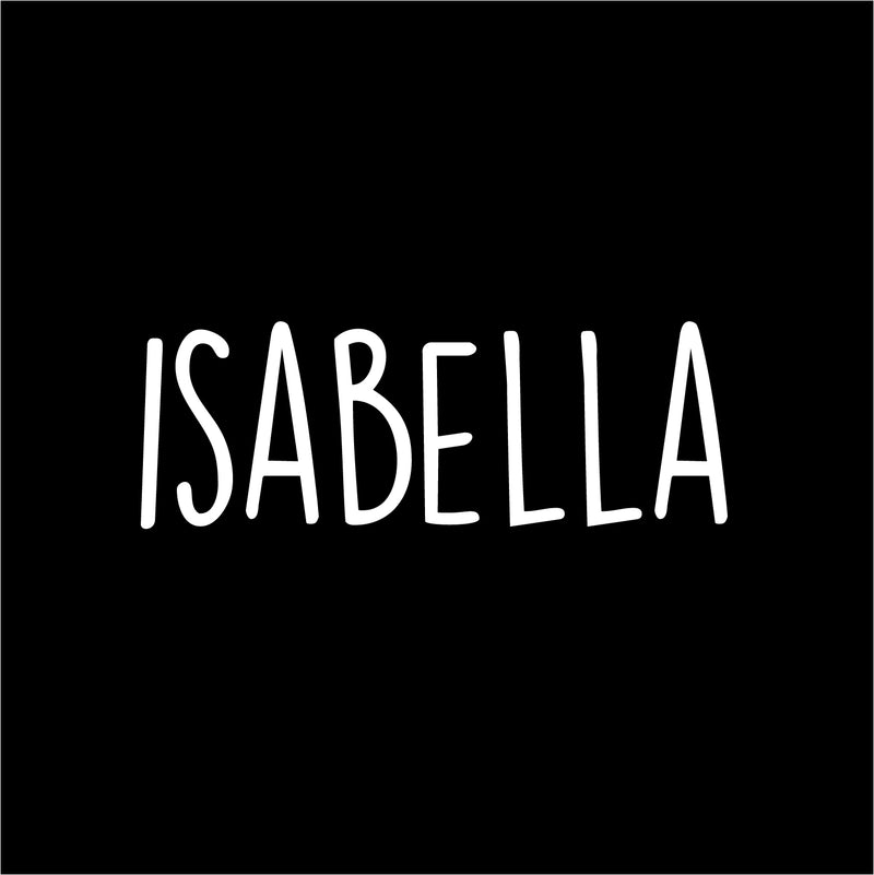 Vinyl Wall Art Decal Girls Custom Name - ’Isabella’ Custom Text Name - 12" x 34" - Girls Bedroom Vinyl Wall Decals - Cute Wall Art Decals for Baby Girl Nursery Room Decor (12" x 34"; White Text) 4