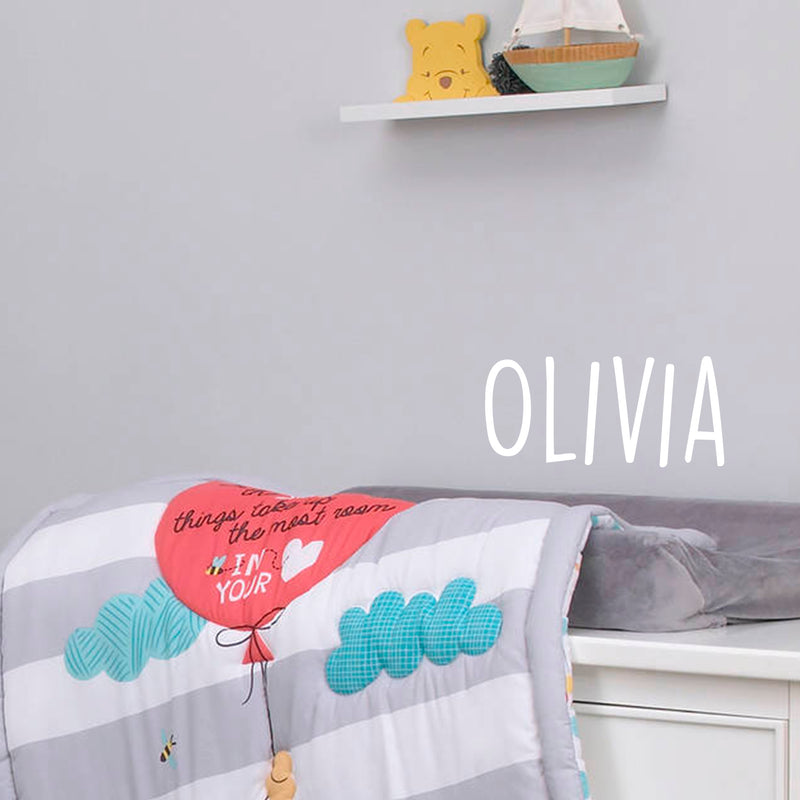 Vinyl Wall Art Decal Girls Custom Name - ’Olivia’ Custom Text Name- 12" x 26" - Girls Bedroom Vinyl Wall Decals - Cute Wall Art Decals for Baby Girl Nursery Room Decor (12" x 26"; White Text) 2