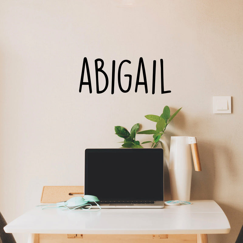 Vinyl Wall Art Decal Girls Custom Name - ’Abigail’ - 12" x 30" - Girls Bedroom Vinyl Wall Decals - Cute Wall Art Decals for Baby Girl Nursery Room Decor (12" x 30"; Black Text) 2