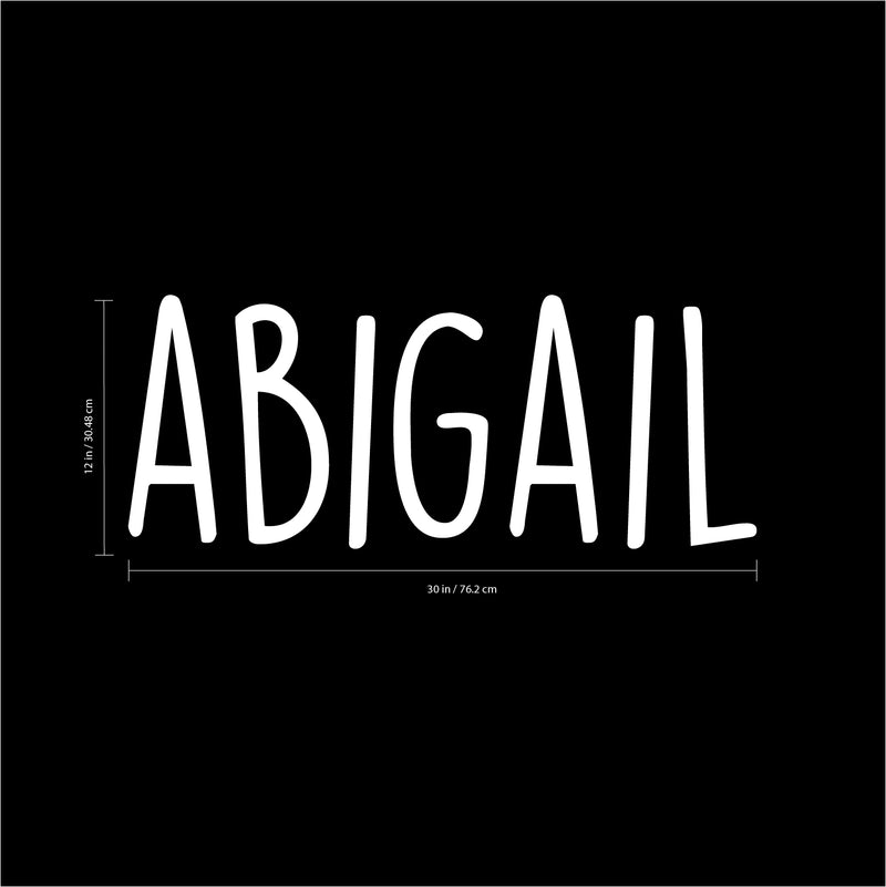 Vinyl Wall Art Decal Girls Custom Name - ’Abigail’ - 12" x 30" - Girls Bedroom Vinyl Wall Decals - Cute Wall Art Decals for Baby Girl Nursery Room Decor (12" x 30"; White Text) 3