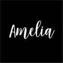 Vinyl Wall Art Decal Girls Custom Name - ’Amelia’ Custom Text Name - 12" x 30" - Girls Bedroom Vinyl Wall Decals - Cute Wall Art Decals for Baby Girl Nursery Room Decor (12" x 30"; White Cursive) 1